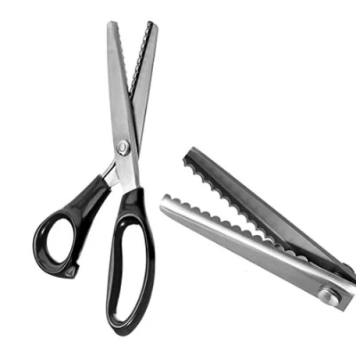 Image of Professional Pinking Shears, Comfort Grip Handle Stainless Steel Dressmaking Scissors Sewing Art Craft Cut Tool, Serrated and Scalloped Blade Cutting Scissor for Fabric Decoration (Scalloped 7mm)