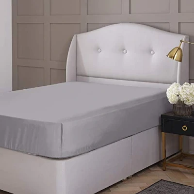 Image of Silentnight Pure Cotton Fitted Sheet, Silver, Double