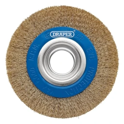Image of Draper Brassed Steel Bench Grinder Wire Wheel Brush, 150 x 31.75mm