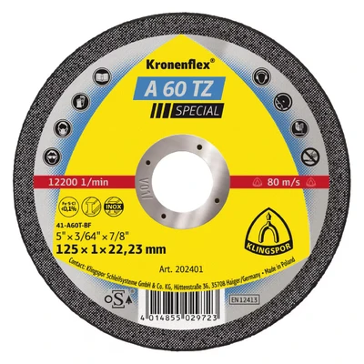 Image of KLINGSPOR 202401 A 60 TZ Cutting Discs 125 x 1 22.23 mm Straight