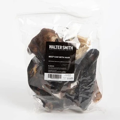 Image of Walter Smith Natural Beef Ear With Hair 6 Pieces 100% Dog Treat No Artificial Colours or Preservatives Chew