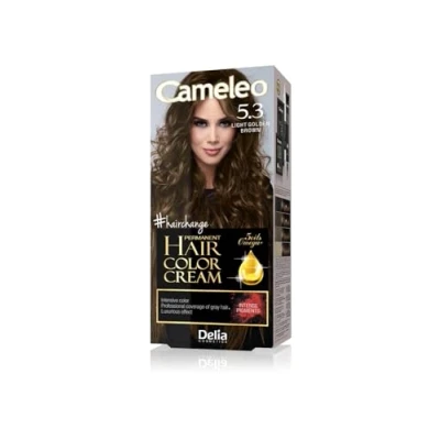 Image of Cameleo Permanent Hair Colour Cream Light Golden Brown Intensive Color &amp; Protection 5 Oils + Omega Plus Acids Professional, Luxurious Dye Full Kit