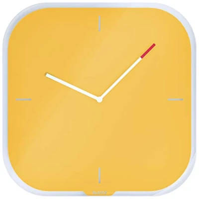 Image of Leitz Glass Wall Clock, Cosy Range, Warm Yellow, 90170019,32 x 32 5 cm