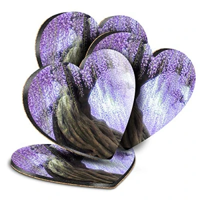 Image of Destination Vinyl ltd Great Coasters (Set of 4) Heart Purple Wisteria Tree Pretty Drink Glossy Coasters/Tabletop Protection for Any Table Type #2293