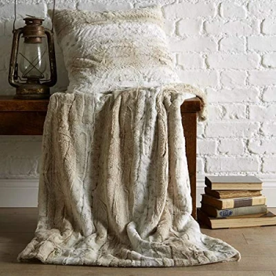 Image of Bellissimo Snow Leopard Sherpa Fleece Throw, Natural, 130 x 180 Cm