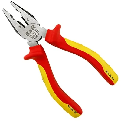 Image of S&amp;R Combination Pliers 160mm Insulated 1000V Universal, Jaws 35 mm, VDE Tested Series Engineers
