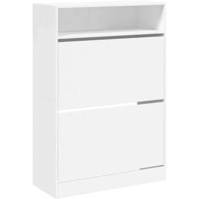 Image of vidaXL Shoe Cabinet with 2 Flip Drawers White 80x34x116 cm