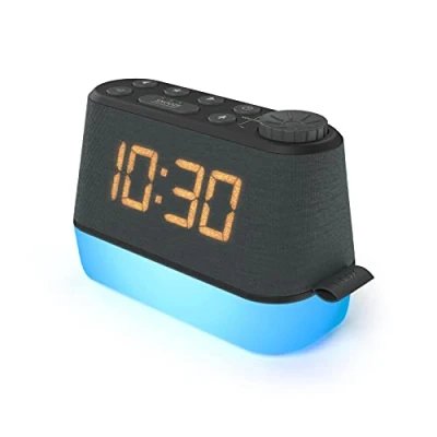 Image of Alarm Clocks Bedside, Radio Clock, Night Light, FM Radio, Dual for Bedroom, USB Charging Port, Dimmable, LED Display, Relaxation Sounds, Sleep Aid, Mains Powered Battery Backup
