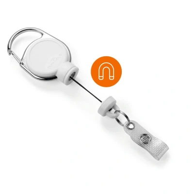 Image of Durable Badge Reel Extra STRONG in White Pack of 1 Hold Upto 300 g Weight Ideal for Heavy Keys or Cards