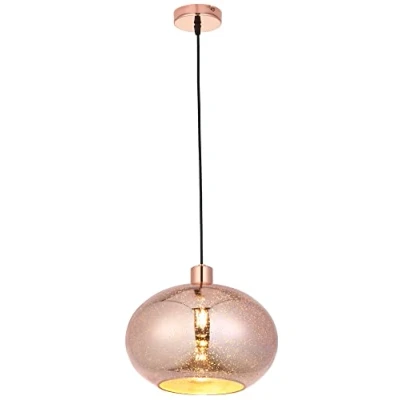 Image of National Lighting Industrial Pendant Light Hanging Ceiling Lamp with Glass Lampshade LED Fitting Dimmable Kitchen Island Lights Dome Rose 10W E27 Copper