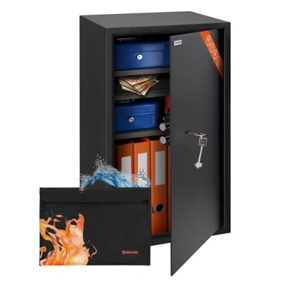Image of Brihard Business XXL Key Lock Safe 73x40x36cm Large Security Box Secure Storage for Office, Home Heavy Duty 102L with 2X Adjustable Shelf Titanium Grey, Ral 7015