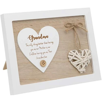 Image of Maturi Free Standing Plaque with a Woven Heart Sentiment Gift Grandma