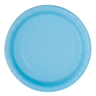Image of Unique 30899EU Eco Friendly Paper Plates 23 cm Baby Blue Colour 16 Count (Pack of 1), Pack