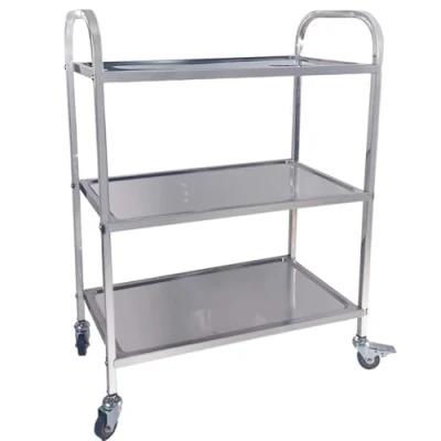 Image of TAIMIKO Stainless Steel Utility Cart 3 Tier Kitchen Trolley, Restaurants Serving Trolley with Locking Wheels, For Garage, Restaurants, Hotels, Size: 625x315xH800mm