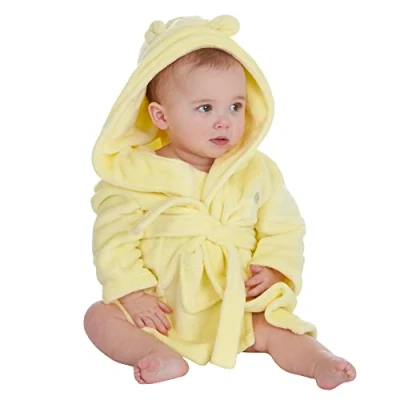 Image of undercover lingerie Baby Elephant Fleece Robe 18C716 Lemon 12 18 Months
