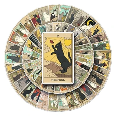 Image of 78Pcs Tarot Stickers Laptop Water Bottle Car Scrapbook Skateboard Luggage Astrology Divination Vinyl Waterproof Aesthetic Graffiti Decals for Children Teens Adults