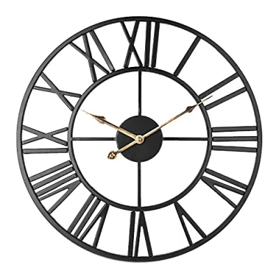 Image of Silent Wall Clock, Taodyans 40cm Metal Vintage Roman Numerals Kitchen Skeleton Non Ticking Clock for Living Room Cafe Hotel Office Bedroom Home Decor