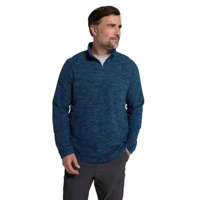 Image of Mountain Warehouse Snowdon Mens Micro Fleece Top Warm, Breathable, Quick Drying, Zip Collar Sweater, Soft &amp; Smooth Pullover For Autumn Winter, Travelling, Walking Indigo 2XL