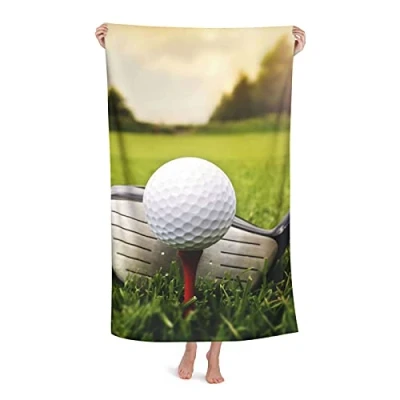 Image of PanaRL Golfer Beach Towel Highly Absorbent Microfiber Blanket Soft Bath Towels 80 x 130 cm