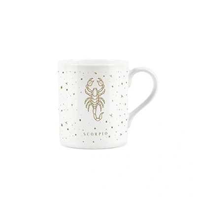 Image of Purely Home Scorpio Gold Star Sign Mug Small Fine Bone China White Coffee/Tea Present Zodiac Gift