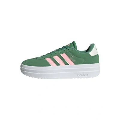 Image of adidas Women&#039;s VL Court Bold Shoes, Preloved Green/Pink Spark/Ivory, 4.5 UK