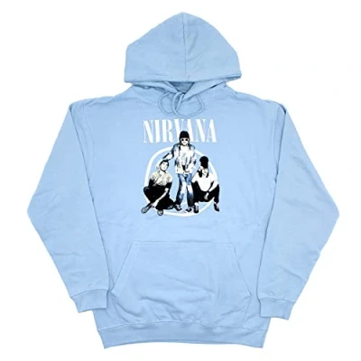 Image of Nirvana Hoodie Trapper Hat Photo Official Unisex Light Blue Pullover S