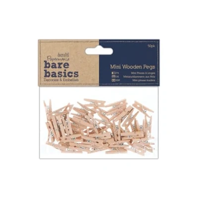 Image of Papermania Wooden Natural Mini Pegs Pack Of 50, For Paper Craft, Decoration, Home Art Decor, Wedding, Tiny Craft Essentials