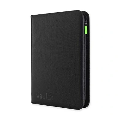 Image of Vault X Premium Exo Tec Zip Binder 9 Pocket with 20 Double Sided Pages for 360 Side Loading Slot Trading Card Album Folder Board, Collectible and Games (Black)