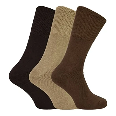 Image of THMO 3 Pairs Bamboo Thermal Socks for Winter Mens &amp; Ladies Sizes Warm Thick (4 8, Brown)
