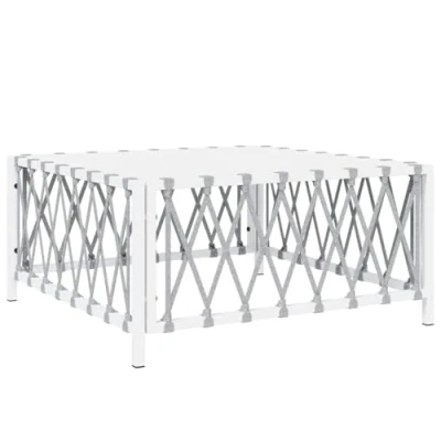 Image of vidaXL Outdoor Garden Table Square with Woven Fabric and Powder Coated Steel Frame White 70x70x34 cm