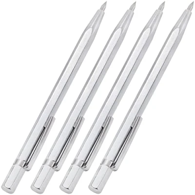 Image of QIMEI SHOP Tungsten Carbide Tip Scriber Glass Tool with Clip Metal Pen Engraving Etching for Marking on Wood Plastic Ceramic 4 Pieces