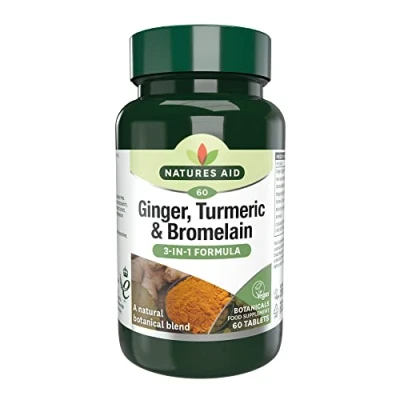 Image of Natures Aid Ginger Turmeric Bromelain, 60 Tablets