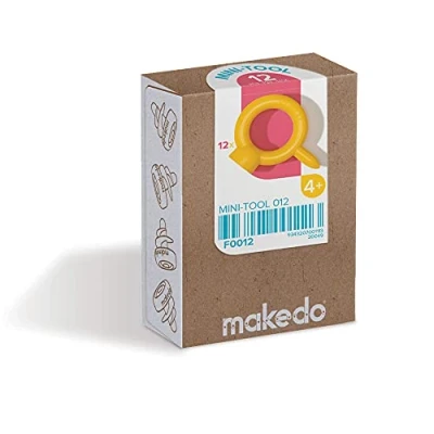 Image of Makedo Mini Tool 012, STEM and STEAM Educational Toys for Kids, Upcycled Cardboard Construction Projects, at Home Play Classroom Learning, 12 Piece Boys Girls Age 4+