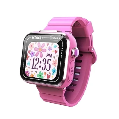Image of VTech KidiZoom Smart Watch Max, For Kids With Games, Dual Camera Photos &amp; Selfies, 8 Pedometer, Colour Screen, Funny Effects More, Infants aged 4, 5, 6, 7 + years, Pink