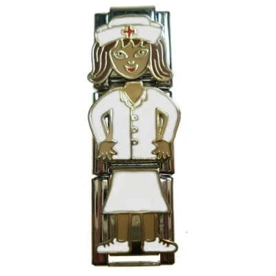 Image of Quiges Special 9mm Italian Style Charm Link Module Stainless Steel Nurse for Bracelets