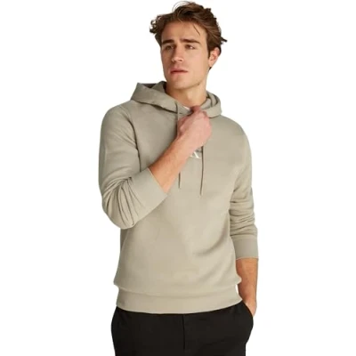 Image of Calvin Klein Jeans Monologo Hoodie Hoodie, Men&#039;s, Size: XXL, Aluminum
