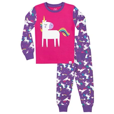 Image of Harry Bear Girls Unicorn Pyjamas Snuggle Fit Multicoloured Age 4 to 5 Years