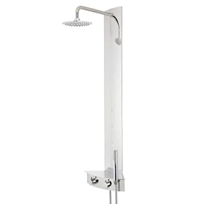 Image of Milano Astley Modern Corner Thermostatic Shower Tower Panel Head Hand Body Jets Chrome
