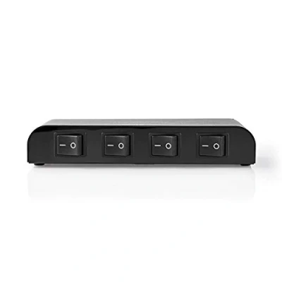 Image of NEDIS ASWI2614BK Speaker Control Switchbox 4 Port Terminal Screws impedance: 16 Ohm Maximum load per channel: 200 W Aluminium Black