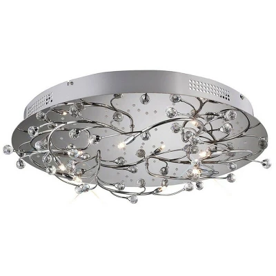 Image of Fia Flush Ceiling Round 6 Light G4 White LEDs Polished Chrome/Crystal, NOT LED/CFL Compatible