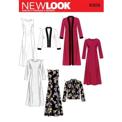 Image of New Look A 10 12 14 16 18 20 22 Sewing Pattern 6305 Misses Dresses, white