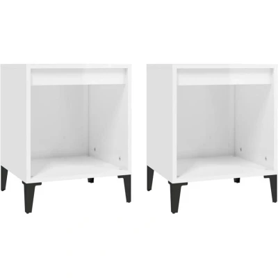 Image of vidaXL Bedside Cabinets 2 pcs High Gloss White 40x35x50 cm