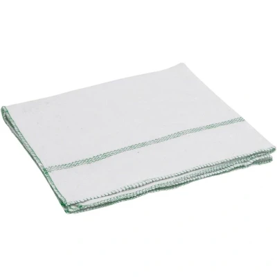 Image of vidaXL Cleaning Cloths 10 pcs White with Green Stripes 50x60 cm