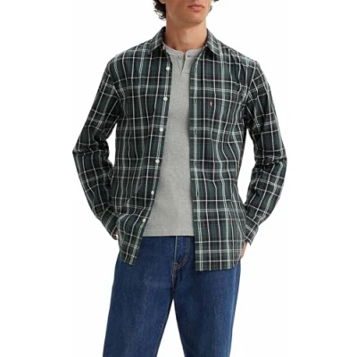 Image of Levi&#039;s Men&#039;s Sunset 1 Pocket Standard Shirt, Dougie Plaid Darkest Spruce, S