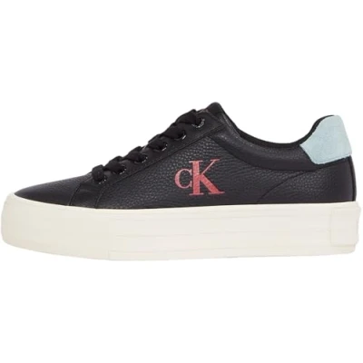 Image of CK JEANS Women&#039;s Bold Vulc FLATF Low LTH ML YW0YW01669, Black, 3.5