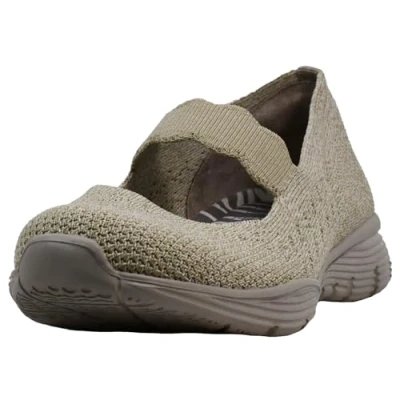 Image of Skechers Women&#039;s Seager Power Hitter Engineered Knit Mary Jane, Taupe, 5.5 UK