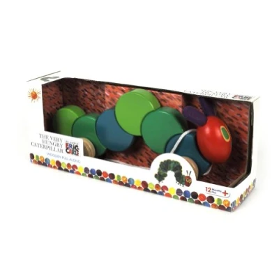 Image of Rainbow Designs The Very Hungry Caterpillar Wooden Pull Along Toy Push and Toy, Colourful Bright Early Development Activity for Babies Toddlers