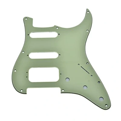 Image of KAISH 11 Hole American Modern Strat Style HSS Pickguard 3 Screw Round Corner Humbucking Pickup Mounting for Stratocaster/Strat Mint Green