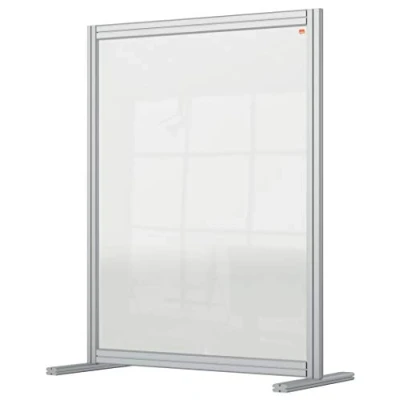 Image of Nobo Clear Acrylic Desk Divider, 1.4 m High, Free Standing Screen System, Premium Plus, 800 x 1000 mm, 1915492