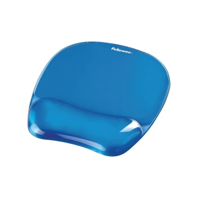 Image of Fellowes Mouse Mat Wrist Support Crystals Gel Pad with Non Slip Rubber Base Ergonomic for Computer, Laptop, Home Office Use Compatible Laser and Optical Mice Blue